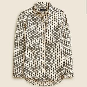 J Crew Drapey Button-Up Shirt in Vintage Links Print